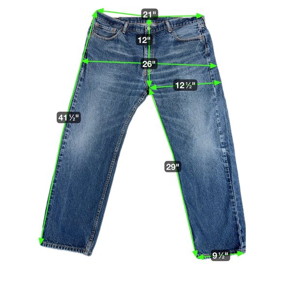 Levis 505 Mens Regular Fit Jeans W42 Blue Denim Heavy Duty Work Outdoors - Picture 2 of 13